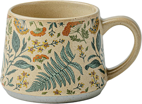 Vintage Botanical Ceramic Mug – 13oz Large Capacity Coffee Cup