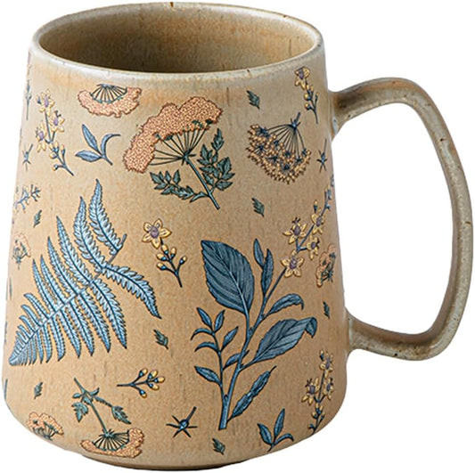 Vintage Hand-Painted Floral Ceramic Mug 25oz Large Capacity Coffee Milk Tea Cup
